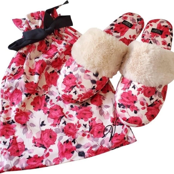 Victoria's Secret Shoes - VICTORIA SECRET RED/PINK FLORAL CUTE SLIPPERS